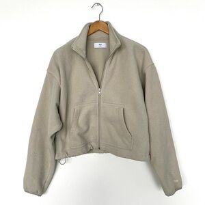 TNA Polar Full Zip Cream Cropped Sweater | Size L | Aritzia |